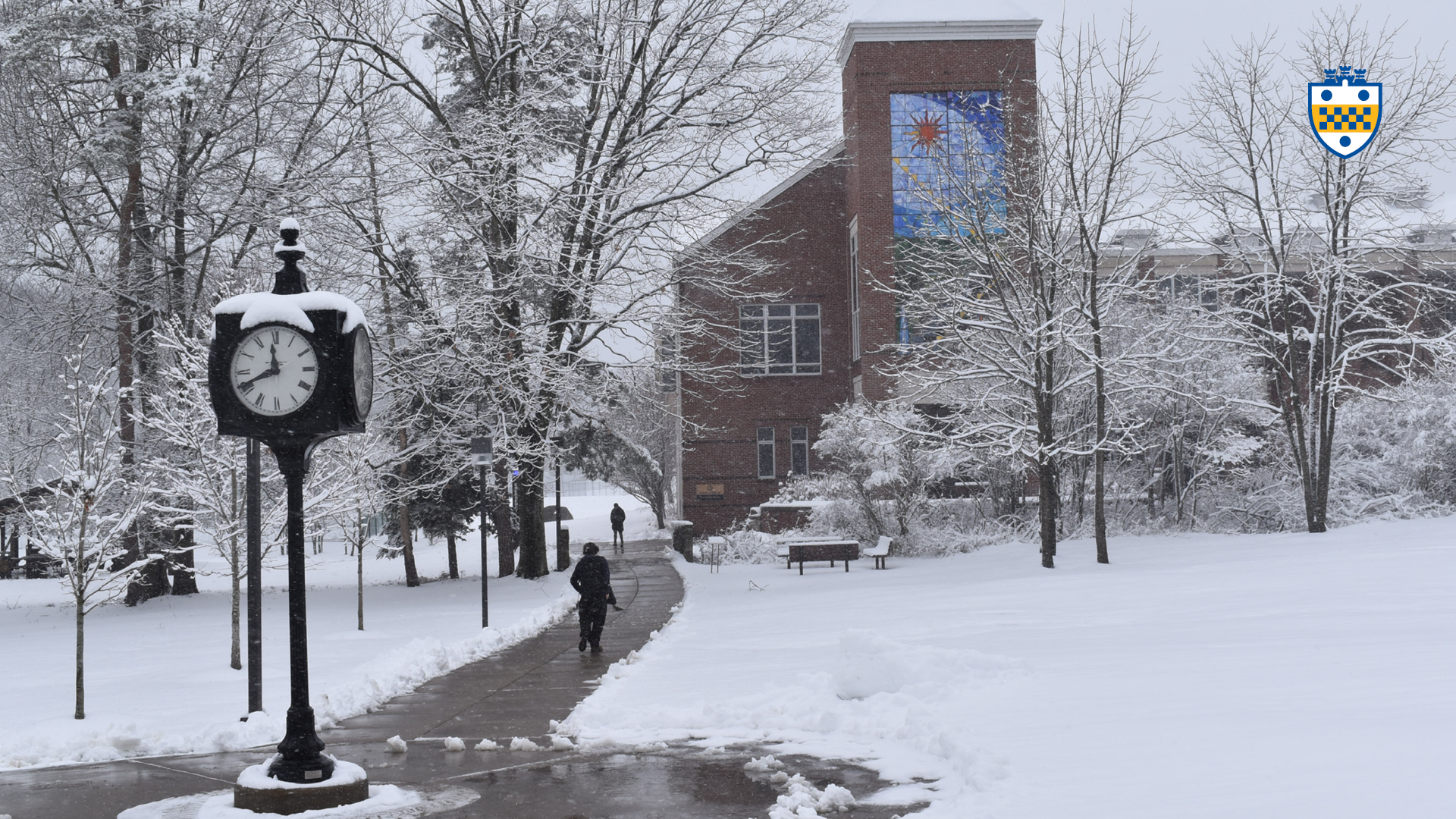 Greensburg Campus Snow on Clock
