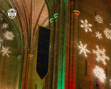 Snowflake lights in the cathedral