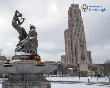 Cathedral of Learning and fountain